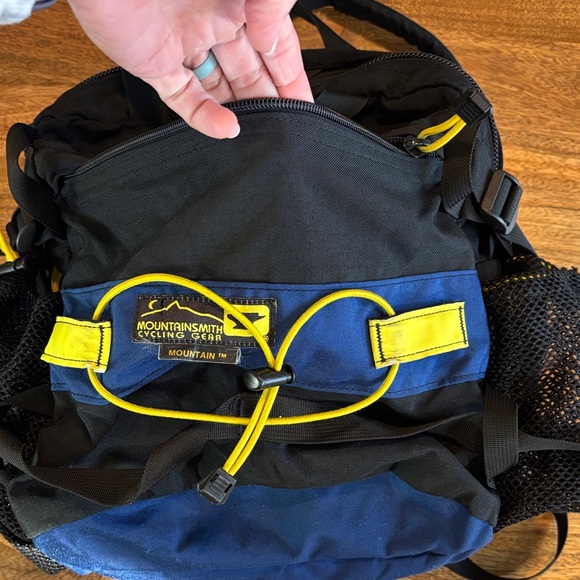 Men's Black and Blue Backpack with Yellow Accents - Picture 7 of 12